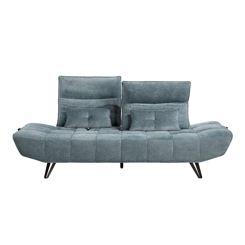 Pemberly Row Chenille Sofa with Power Seat Depth and Headrests in Blue