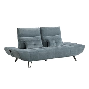 Pemberly Row Chenille Sofa with Power Seat Depth and Headrests in Blue