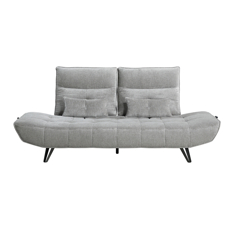 Pemberly Row Chenille Sofa with Power Seat Depth and Headrests in Gray