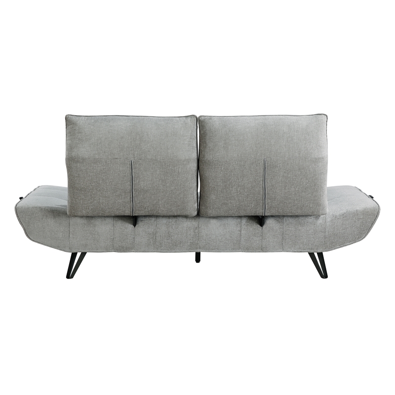 Pemberly Row Chenille Sofa with Power Seat Depth and Headrests in Gray