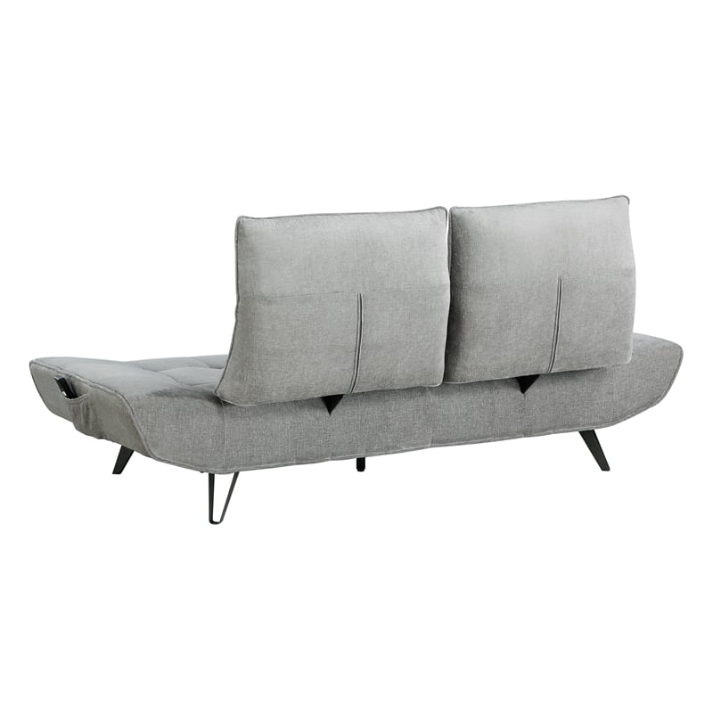 Pemberly Row Chenille Sofa with Power Seat Depth and Headrests in Gray