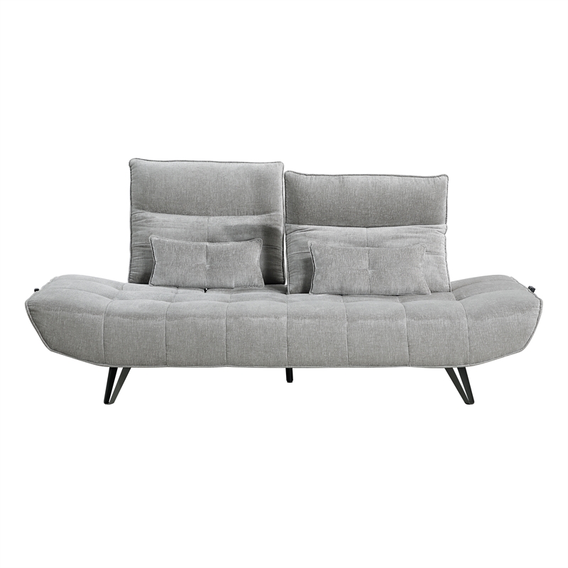 Pemberly Row Chenille Sofa with Power Seat Depth and Headrests in Gray