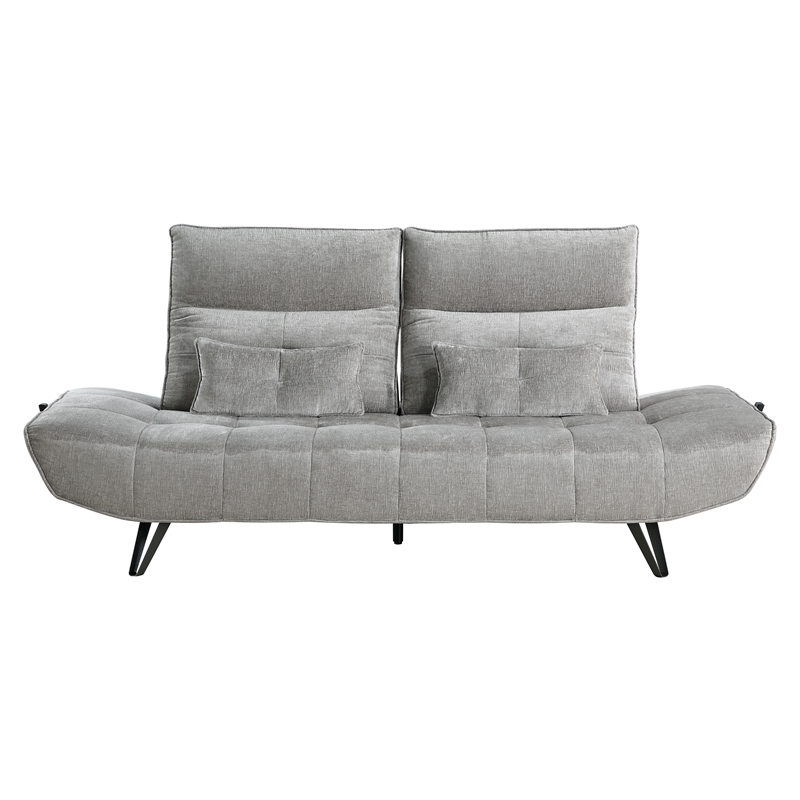 Pemberly Row Chenille Sofa with Power Seat Depth and Headrests in Gray