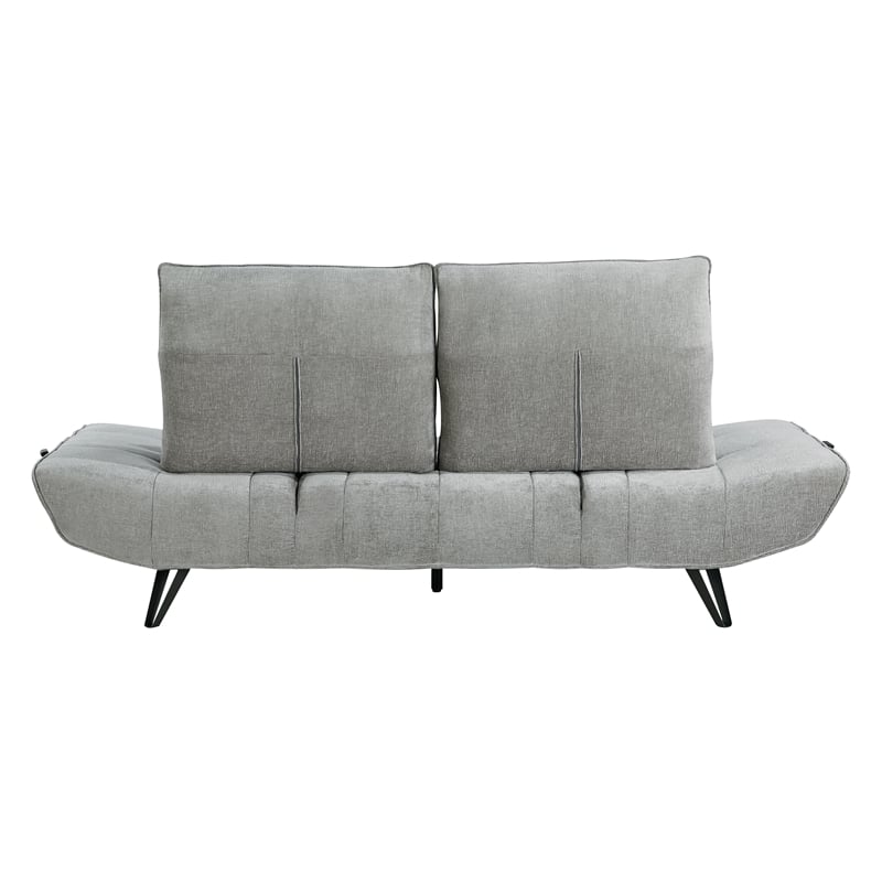 Pemberly Row Chenille Sofa with Power Seat Depth and Headrests in Gray