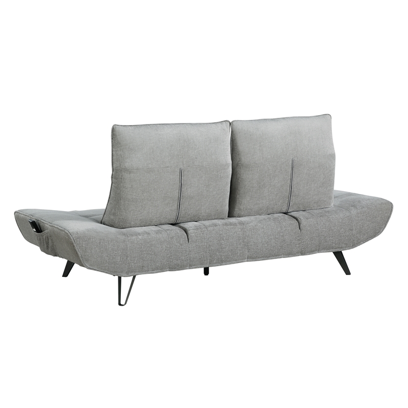 Pemberly Row Chenille Sofa with Power Seat Depth and Headrests in Gray
