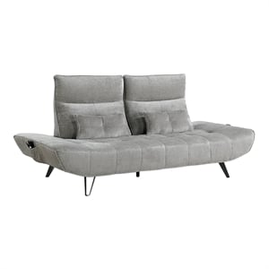 Pemberly Row Chenille Sofa with Power Seat Depth and Headrests in Gray