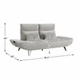 Pemberly Row Chenille Sofa with Power Seat Depth and Headrests in Light Gray