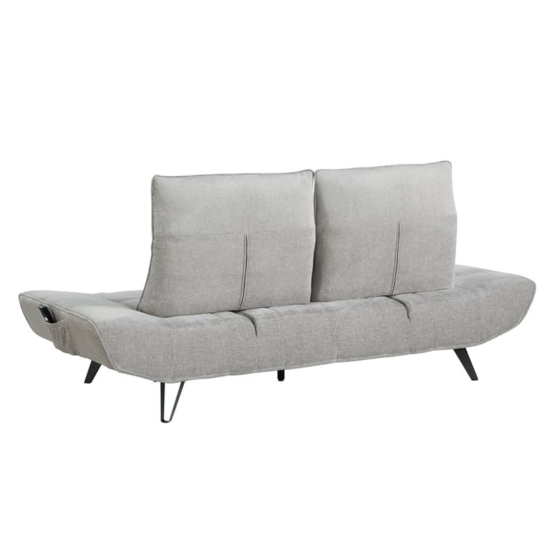 Pemberly Row Chenille Sofa with Power Seat Depth and Headrests in Light Gray