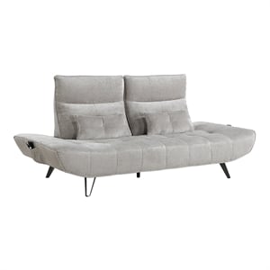 Pemberly Row Chenille Sofa with Power Seat Depth and Headrests in Light Gray