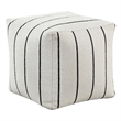 Pemberly Row Jacquard Striped Square Accent Pouf 300 lbs in Black and Off White