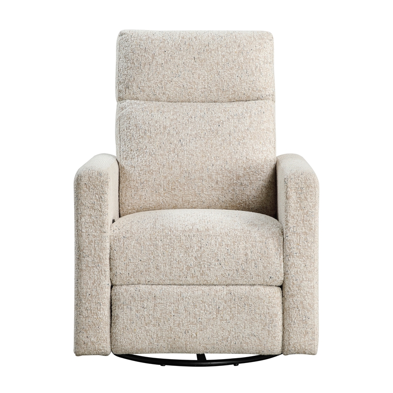 Pemberly Row Chenille Swivel Glider Reclining Chair 300 lbs in Quartz