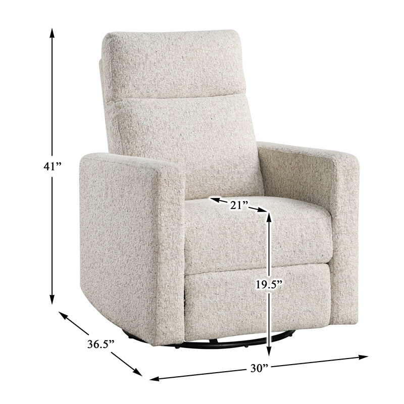 Pemberly Row Chenille Swivel Glider Reclining Chair 300 lbs in Quartz