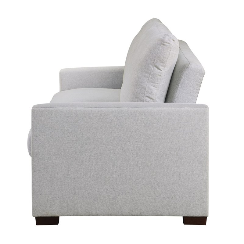 Pemberly Row Textured Fabric Convertible Studio Sofa with Pull-Out Bed in Gray