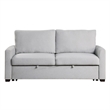 Pemberly Row Textured Fabric Convertible Studio Sofa with Pull-Out Bed in Gray
