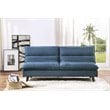 Pemberly Row Textured Fabric Click Clack Convertible Armless Sofa in Blue