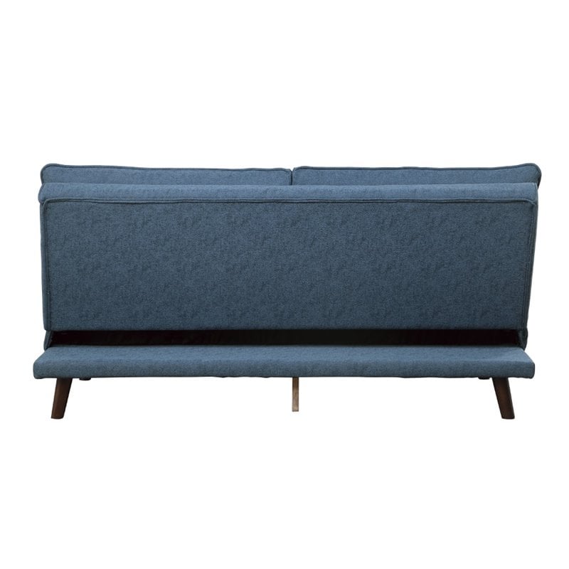Pemberly Row Textured Fabric Click Clack Convertible Armless Sofa in Blue