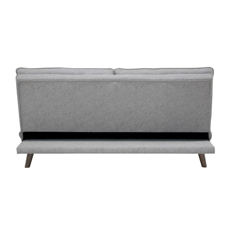 Pemberly Row Textured Fabric Click Clack Convertible Armless Sofa in Light Gray