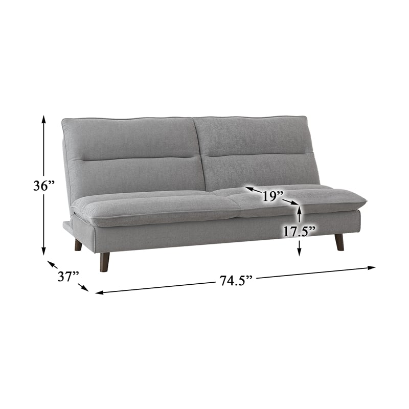 Pemberly Row Textured Fabric Click Clack Convertible Armless Sofa in Light Gray