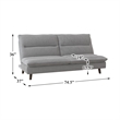 Pemberly Row Textured Fabric Click Clack Convertible Armless Sofa in Light Gray