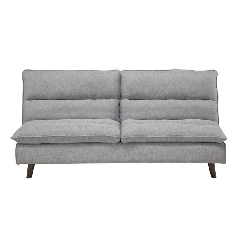 Pemberly Row Textured Fabric Click Clack Convertible Armless Sofa in Light Gray