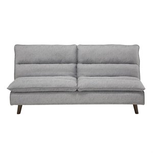 Pemberly Row Textured Fabric Click Clack Convertible Armless Sofa in Light Gray