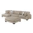 Pemberly Row Microfiber 4-Piece Modular Sectional with Ottoman 300 lbs in Brown