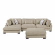 Pemberly Row Microfiber 4-Piece Modular Sectional with Ottoman 300 lbs in Brown