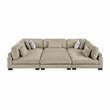 Pemberly Row Microfiber 6-Piece Modular Sectional with Ottoman 300 lbs in Brown