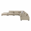 Pemberly Row Microfiber 6-Piece Modular Sectional with Ottoman 300 lbs in Brown