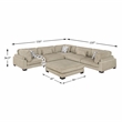 Pemberly Row Microfiber 6-Piece Modular Sectional with Ottoman 300 lbs in Brown