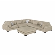 Pemberly Row Microfiber 6-Piece Modular Sectional with Ottoman 300 lbs in Brown