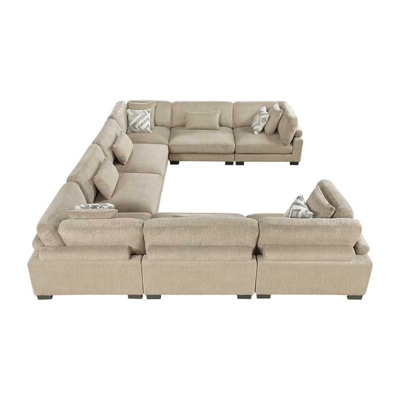 Pemberly Row Microfiber 8-Piece Modular Sectional 300 lbs in Brown