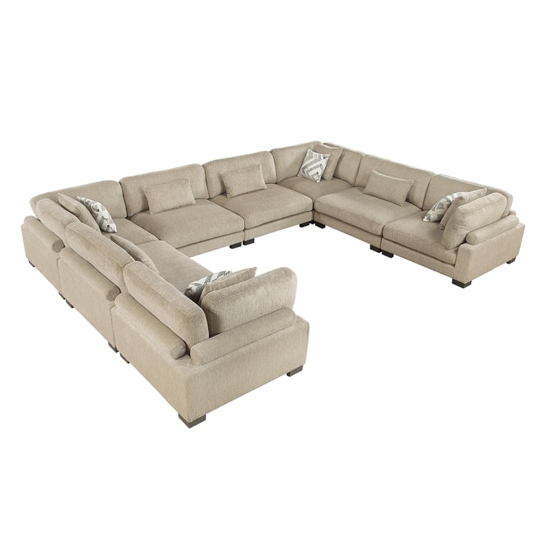 Pemberly Row Microfiber 8-Piece Modular Sectional 300 lbs in Brown