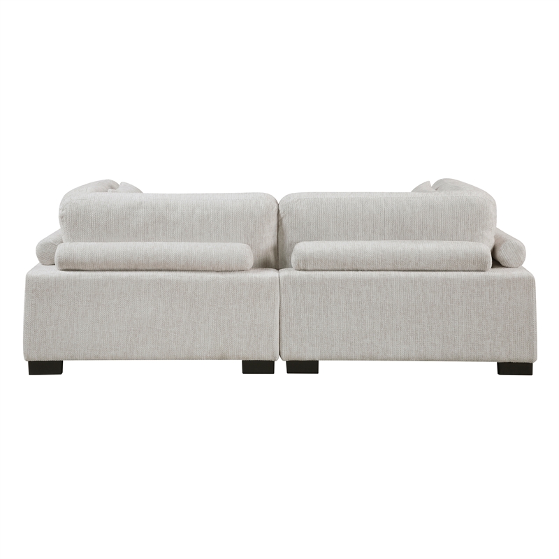 Pemberly Row Textured Microfiber Modular Love Seat with Pillows 300 lbs in Beige