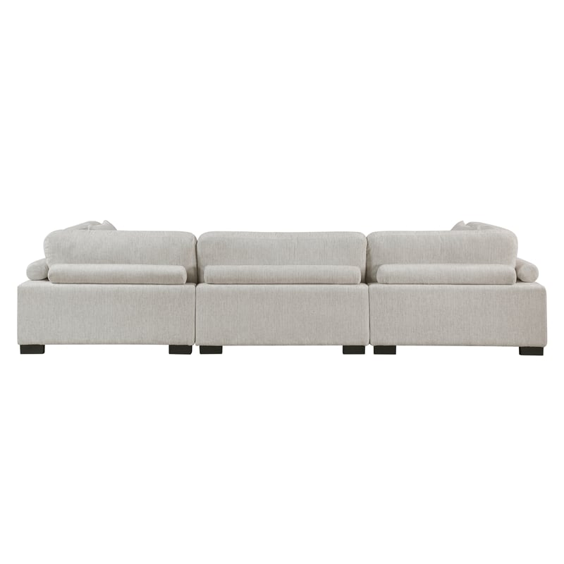 Pemberly Row Microfiber 3-Piece Modular Sofa with Pillows 300 lbs in Beige
