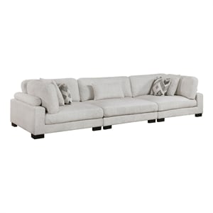 Pemberly Row Microfiber 3-Piece Modular Sofa with Pillows 300 lbs in Beige