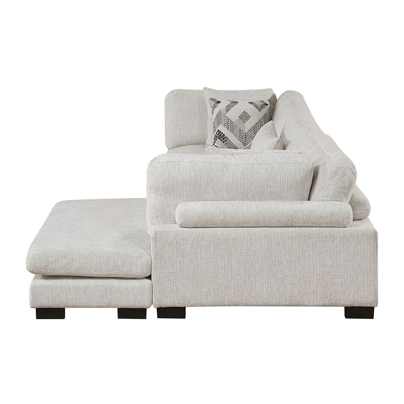 Pemberly Row Microfiber 3-Piece Modular Sectional with Chaise 300 lbs in Beige
