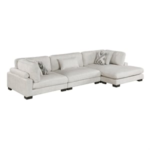 Pemberly Row Microfiber 3-Piece Modular Sectional with Chaise 300 lbs in Beige