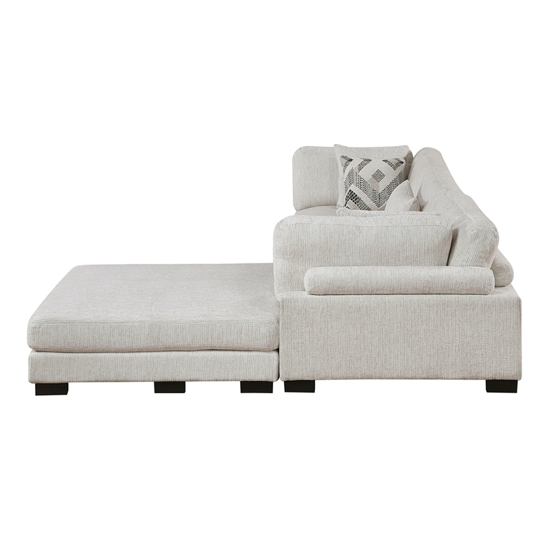 Pemberly Row Microfiber 4-Piece Modular Sectional with Ottoman 300 lbs in Beige