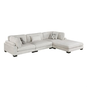Pemberly Row Microfiber 4-Piece Modular Sectional with Ottoman 300 lbs in Beige