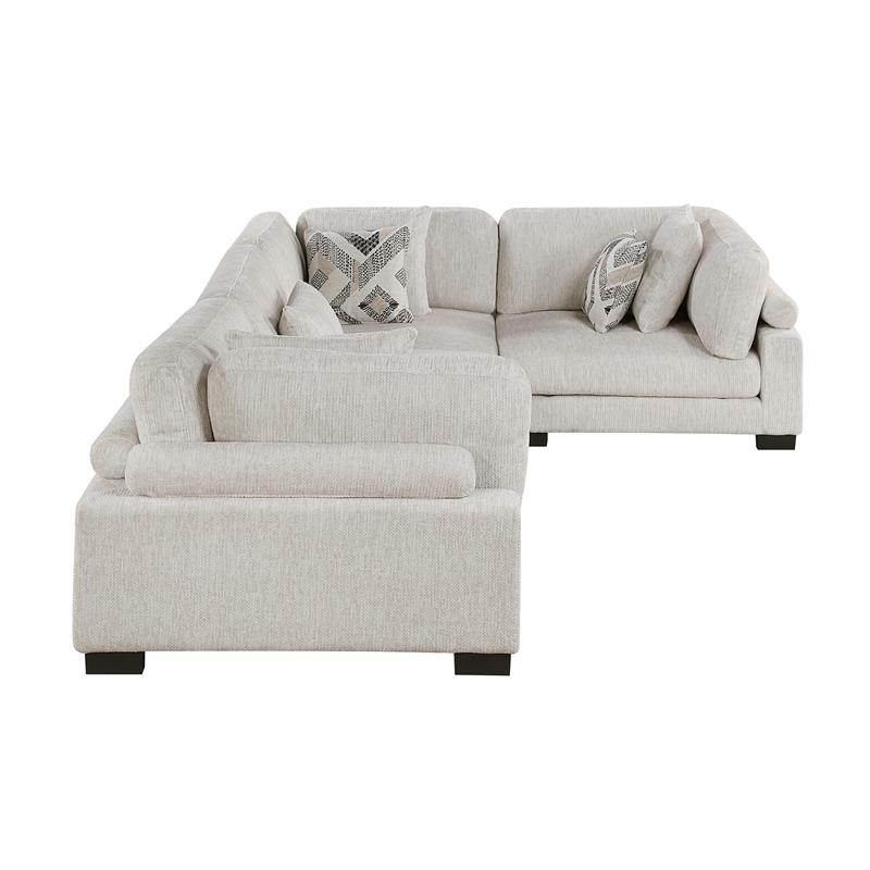 Pemberly Row Microfiber 4-Piece Modular Sectional with Pillows 300 lbs in Beige