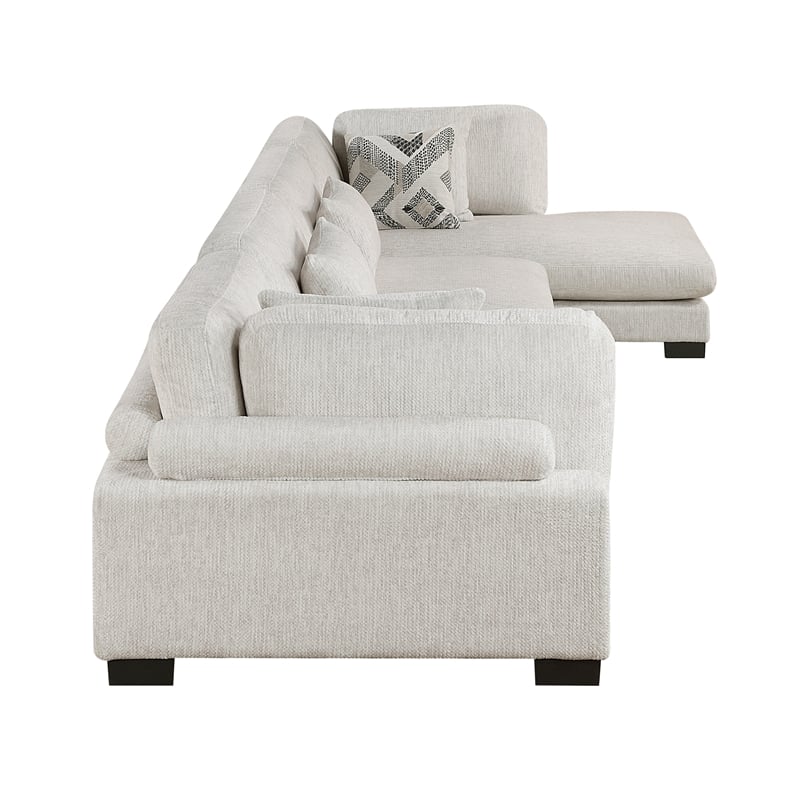 Pemberly Row Microfiber 4-Piece Modular Sectional with Chaise 300 lbs in Beige