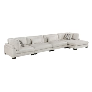 Pemberly Row Microfiber 4-Piece Modular Sectional with Chaise 300 lbs in Beige