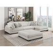 Pemberly Row Microfiber 4-Piece Modular Sectional with Chaise & Ottoman in Beige