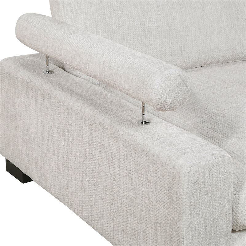 Pemberly Row Microfiber 4-Piece Modular Sectional with Chaise & Ottoman in Beige