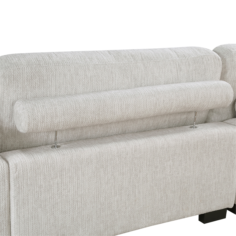 Pemberly Row Microfiber 4-Piece Modular Sectional with Chaise & Ottoman in Beige