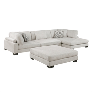 Pemberly Row Microfiber 4-Piece Modular Sectional with Chaise & Ottoman in Beige