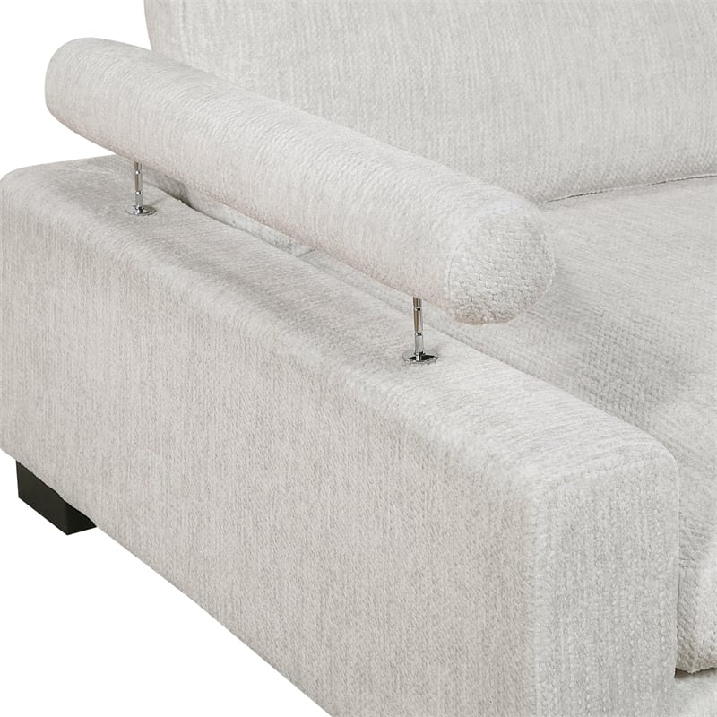 Pemberly Row Microfiber 5-Piece Modular Sectional with Pillows 300 lbs in Beige