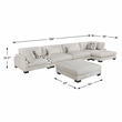 Pemberly Row Microfiber 5-Piece Modular Sectional with Chaise & Ottoman in Beige