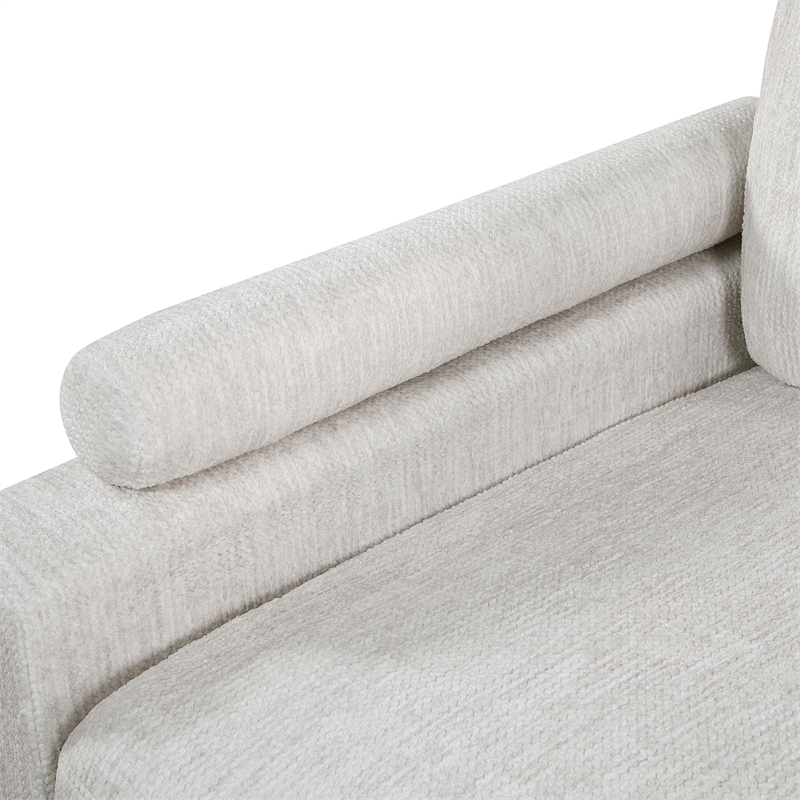 Pemberly Row Microfiber 5-Piece Modular Sectional with Chaise & Ottoman in Beige